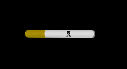 cigarette with death sign on black background