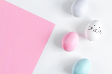 Easter concept on white background top view mockup