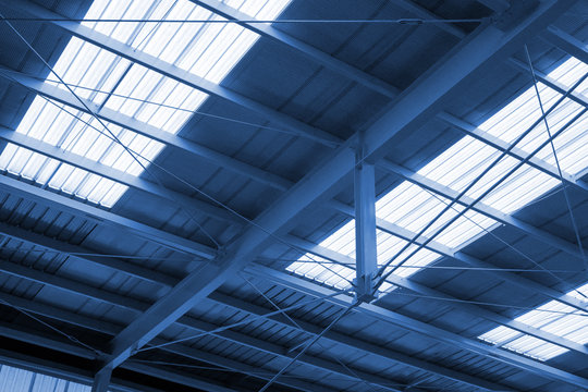 Industry ceiling in cyanotype picture style