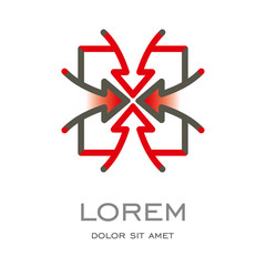 Four arrows. Crossroads vector icon. Abstract voltage symbol. 