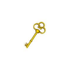 gold old key icon stock, vector illustration image design