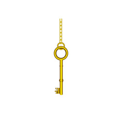gold old key hanging icon, vector illustration image design