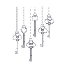 silver old keys hanging icon , vector illustration image design