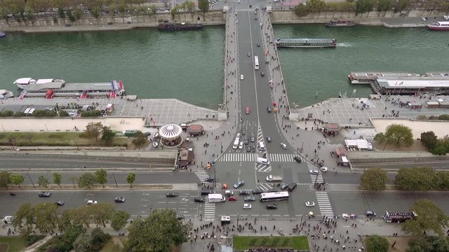 Paris aerial view of Seine river and Jena bridge in Paris, France