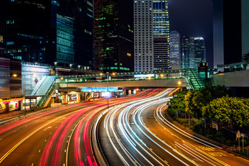 Fototapeta premium urban traffic with cityscape in Hong Kong,China.