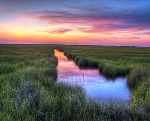 Marsh river sunset