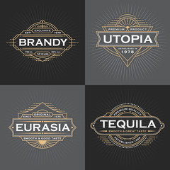 Vintage line frame design for labels, banner, logo, emblem, apparel, t- shirts, sticker and other design object. Vector illustration