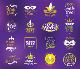 Mardi Gras typography set. © pavector