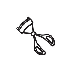 Eyelash curler sketch icon.