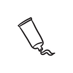 Cream tube and stroke sketch icon.