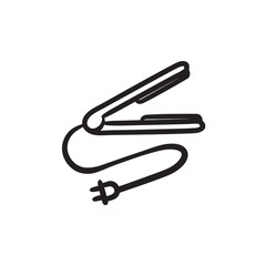 Hair straightener sketch icon.
