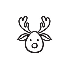 Christmas deer sketch icon.