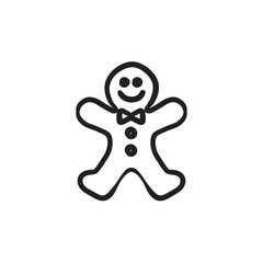 Gingerbread man sketch icon.