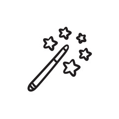 Magic wand sketch icon.