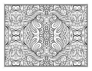 Fantasy decorative black and white ornamental pattern page