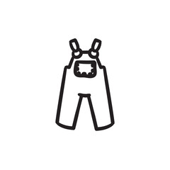 Baby overalls sketch icon.