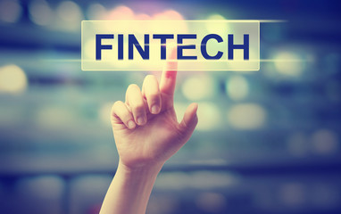Fintech concept with hand