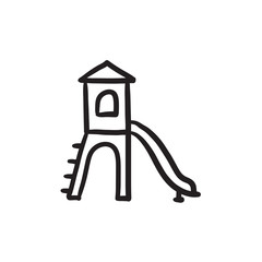 Playground with slide sketch icon.