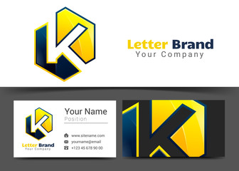 K Letter Corporate Logo and Business Card Sign Template. Creative Design with Colorful Logotype Visual Identity Composition Made of Multicolored Element. Vector Illustration