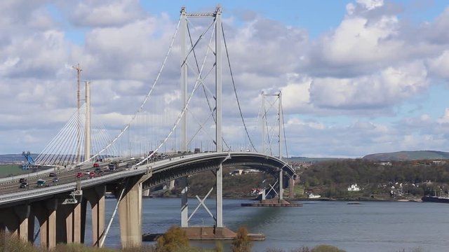 Timelapse of Forth Road Bridge viewed from south Scotland