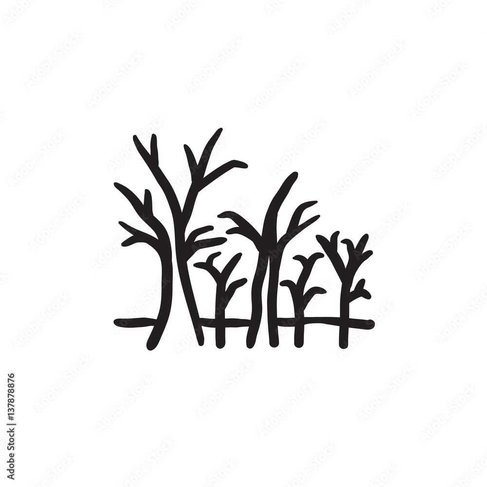 Poster tree with bare branches sketch icon.