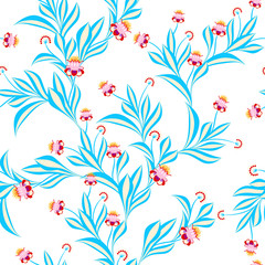 Seamless folk floral pattern   - vector illustration