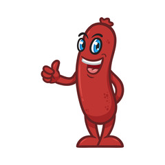 Cartoon Sausage Character Giving a Thumbs Up