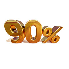 3d Gold 90 Ninety Percent Discount Sign