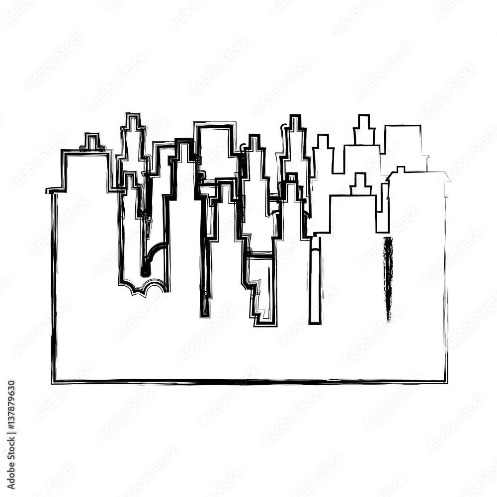 Canvas Prints contour city buildings icon image, vector illustration design