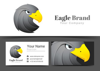 Animal Eagle Black Corporate Logo and Business Card Sign Template. Creative Design with Colorful Logotype Visual Identity Composition Made of Multicolored Element. Vector Illustration