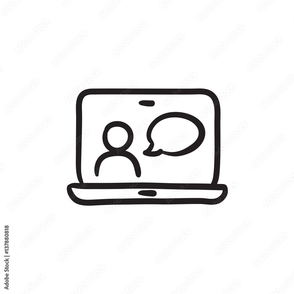 Poster online education sketch icon.