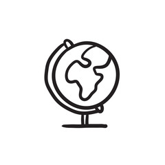 World globe on stand sketch icon.