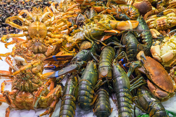 Shellfish at the famous Boqueria market in Barcelona