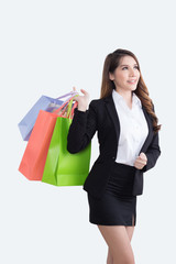 Beautiful  businesswoman with shopping bags