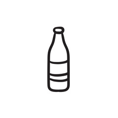 Glass bottle sketch icon.