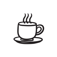 Cup of hot drink sketch icon.