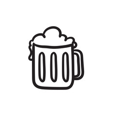 Mug of beer sketch icon.