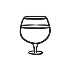 Glass of wine sketch icon.
