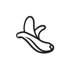 Obraz premium Peeled banana sketch icon.