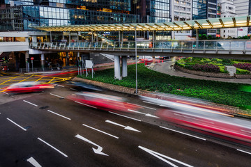 urban traffic with cityscape in Hong Kong,China.
