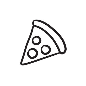 Pizza Slice Sketch Icon.