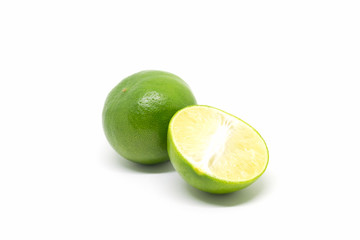 lemon, green lemon isolated on white background