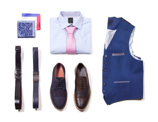 Office clothes on white blackboard.