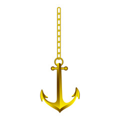 gold anchor hanging icon image, vector illustration design