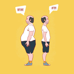 before and after . Man weight loss