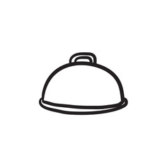 Restaurant cloche sketch icon.