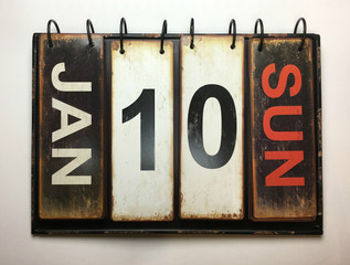 January 10 Sunday on vintage calendar 