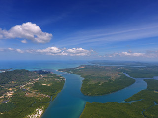 Aerial photo of estuaries and strait