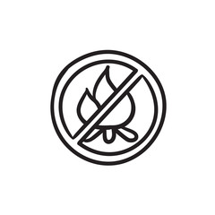 No fire sign sketch icon.