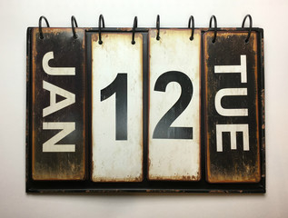 January 12 Tuesday on vintage calendar 